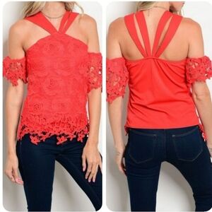 Red crochet top